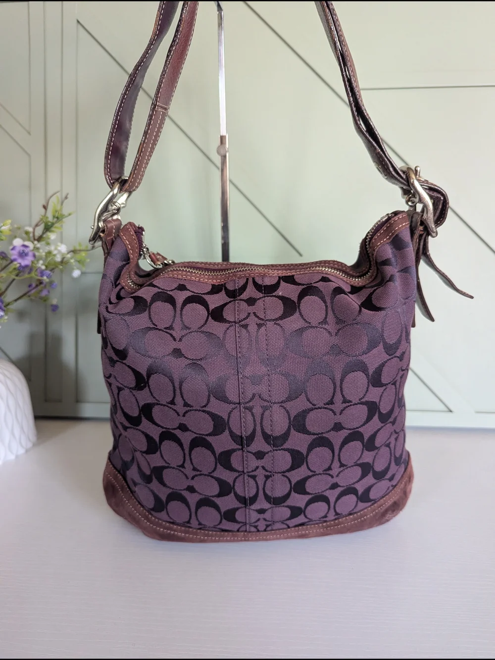 Coach Brown Signature Canvas Hobo Bag
